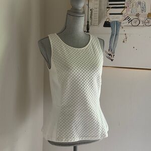 J. Crew White Textured Peplum Tank